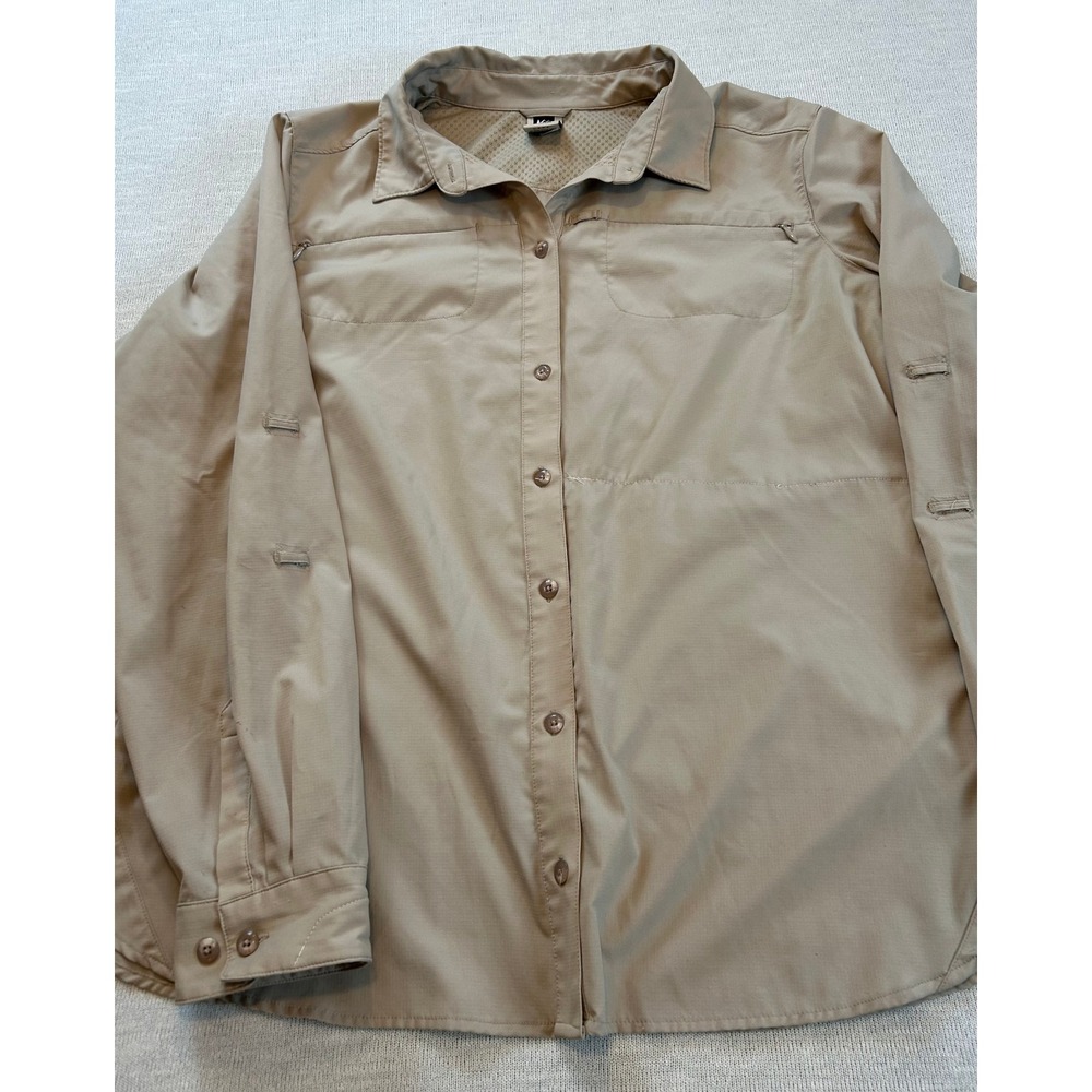 REI Co-Op Women 3X Tan Long Sleeve Button Up Shirt Fishing Outdoor Hiking Travel